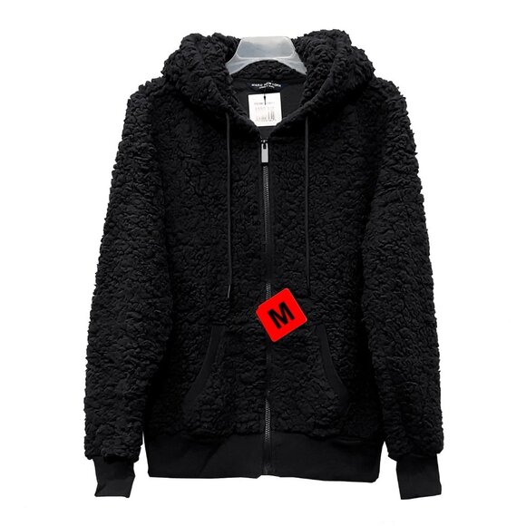 NEW Marc New York Womens Fleece Full Zip Jacket M NWT Hooded Black - Picture 2 of 11